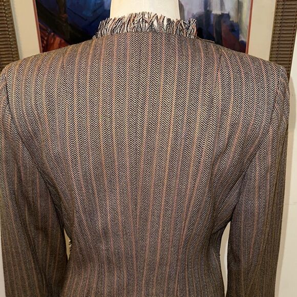 Harve Benard Tweed Fringe Brown Jacket Size 10 - Picture 6 of 8